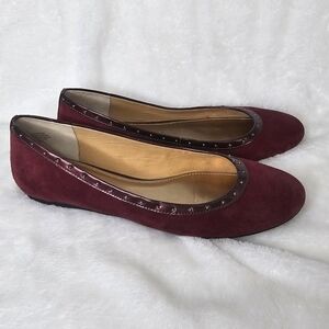Anne Klein iflex Genuine‎ Suede Burgundy Red Ballet Flats Size 9.5 M Akxandra